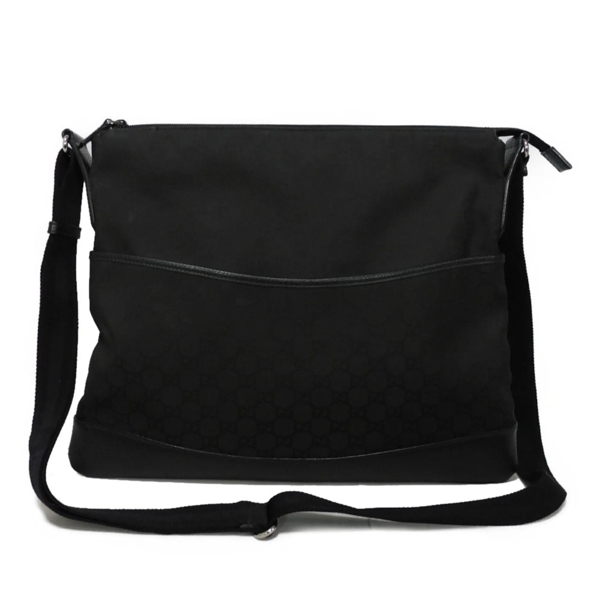 Gucci Black Nylon Canvas Leather Messenger Bag Shoulder Bag ()