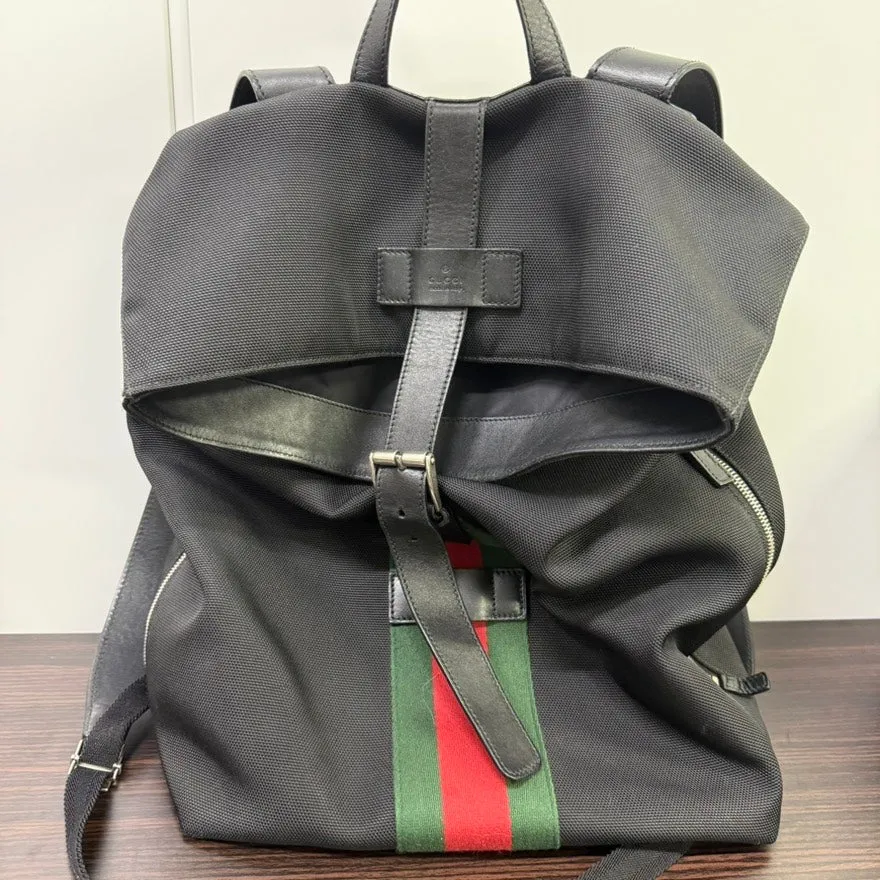 Gucci Black Stripe Travel Backpack