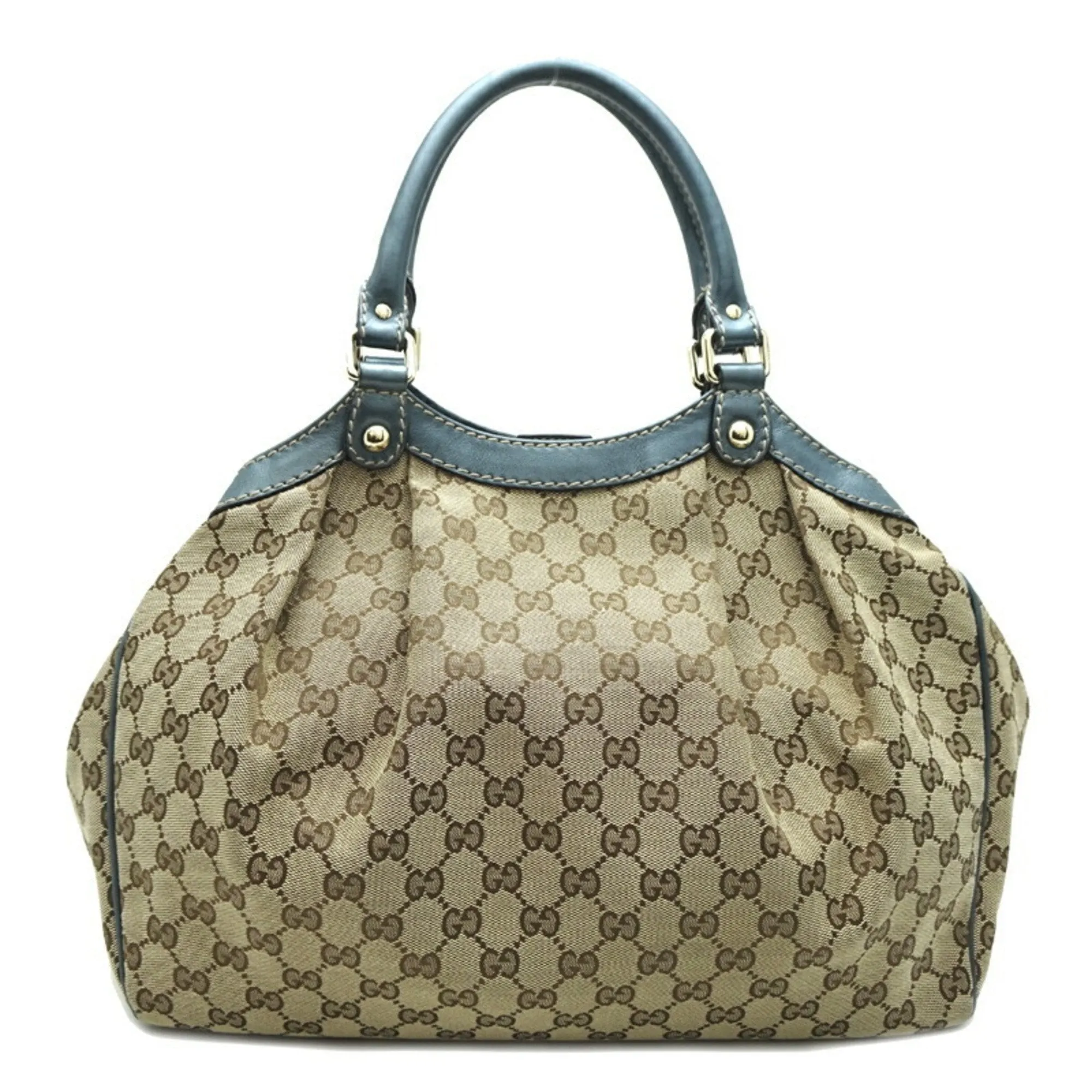 Gucci  blue  Gg Canvas Leather Handbag Shoulder Bag (Pre-Owned)