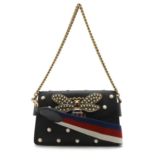 Gucci Broadway Pearl & Bee Leather Shoulder Bag