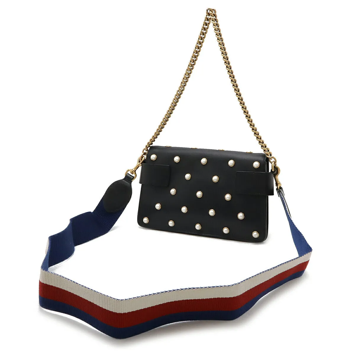 Gucci Broadway Pearl & Bee Leather Shoulder Bag