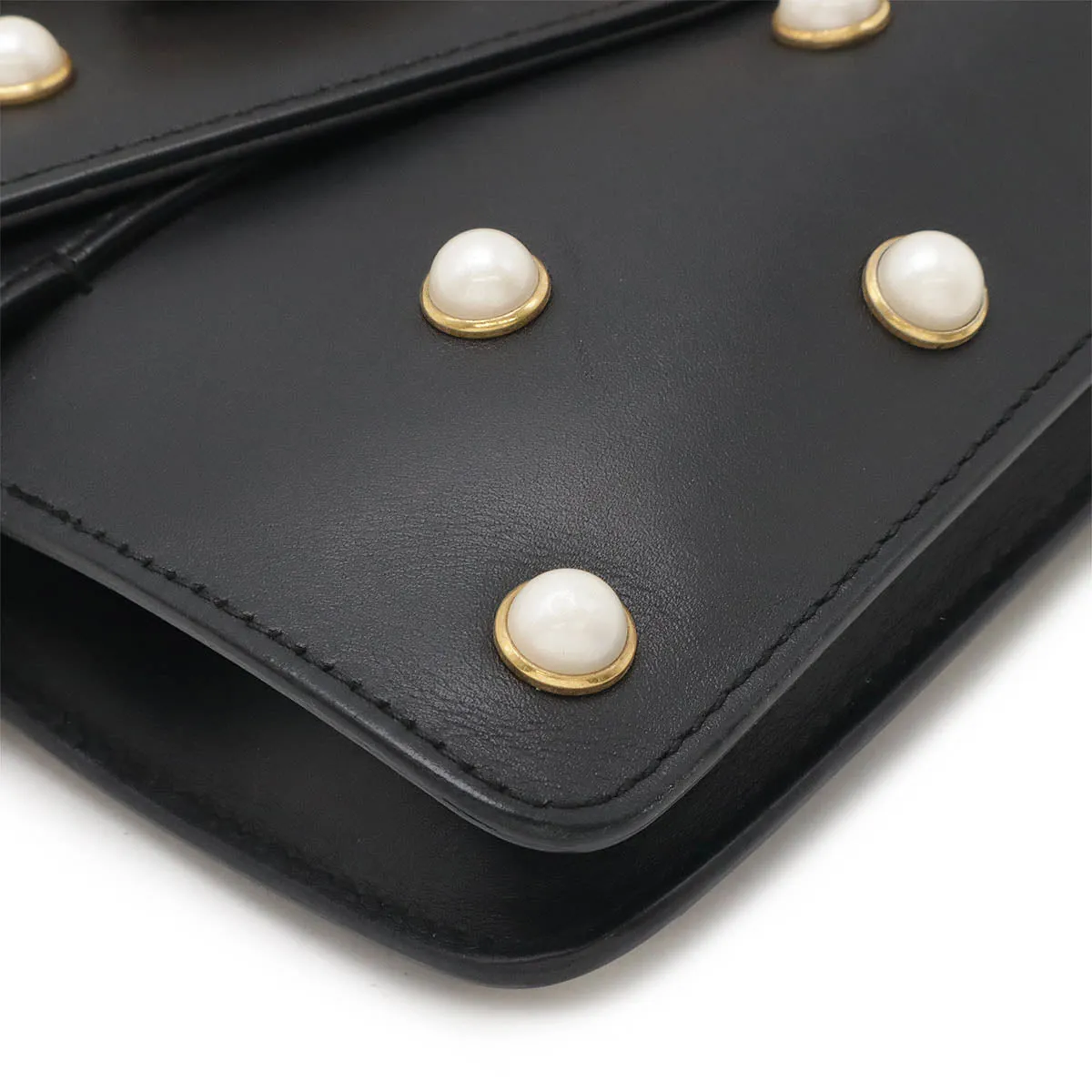 Gucci Broadway Pearl & Bee Leather Shoulder Bag