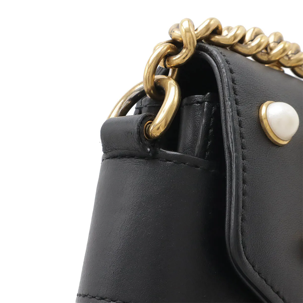 Gucci Broadway Pearl & Bee Leather Shoulder Bag