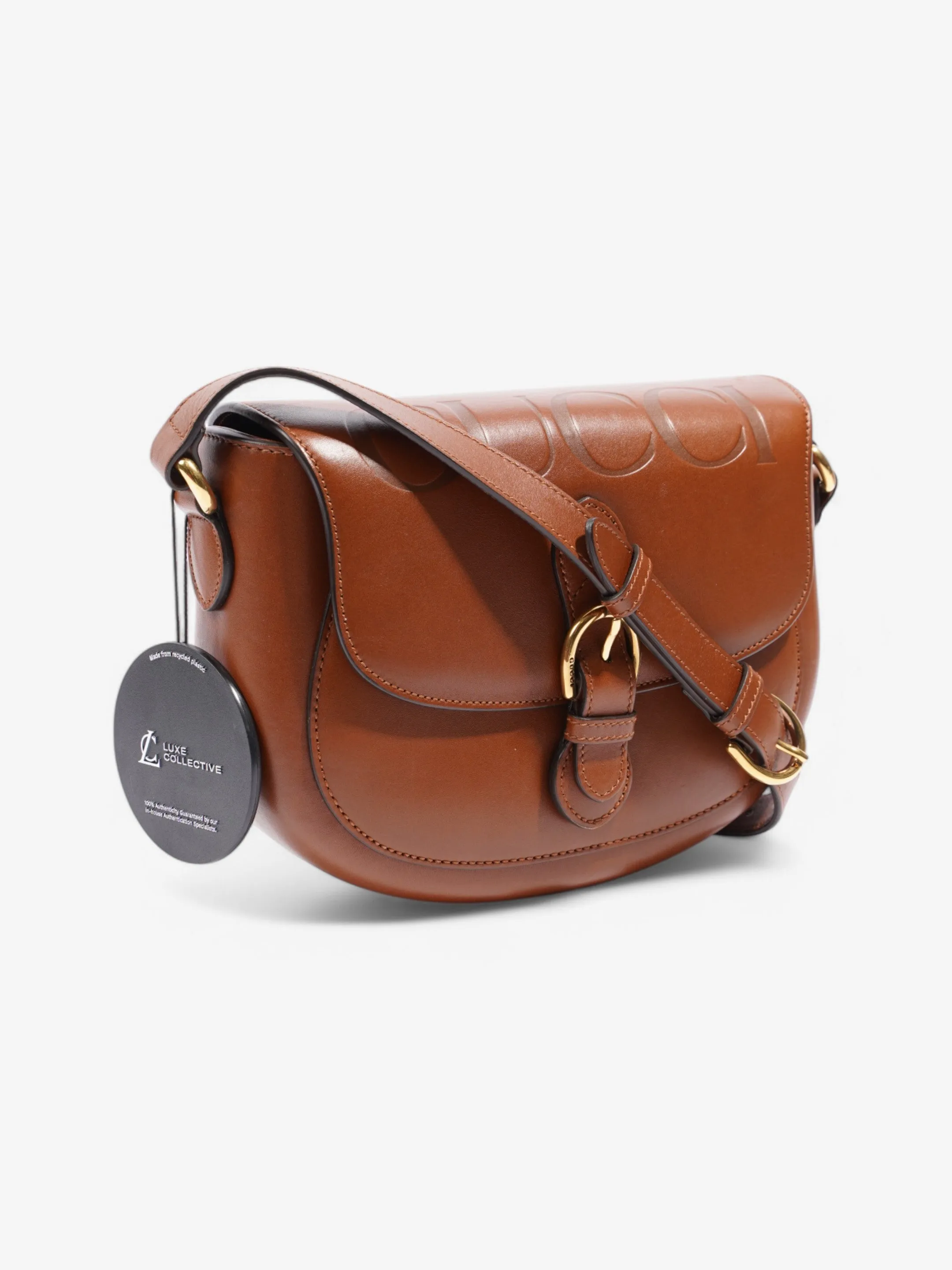 Gucci Buckle Shoulder Bag Brown Leather