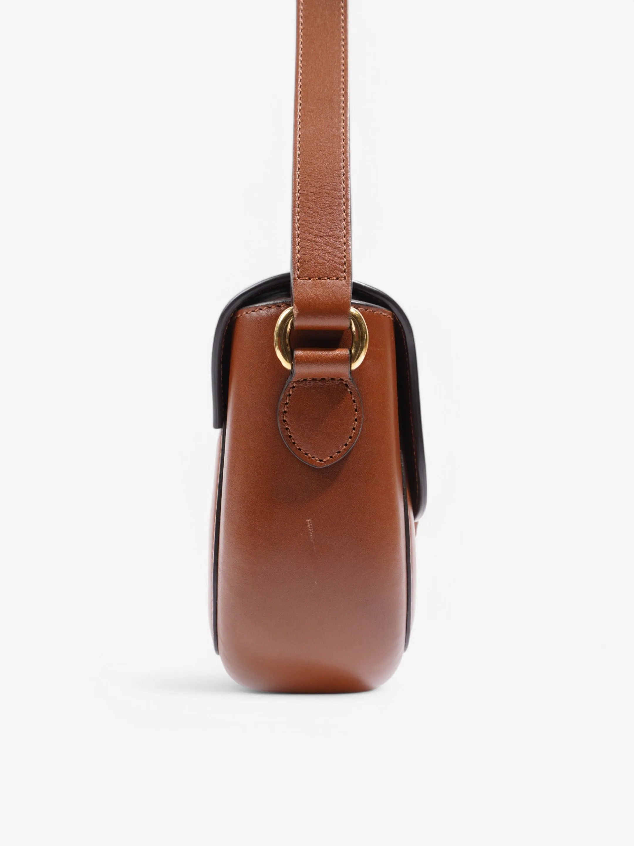 Gucci Buckle Shoulder Bag Brown Leather