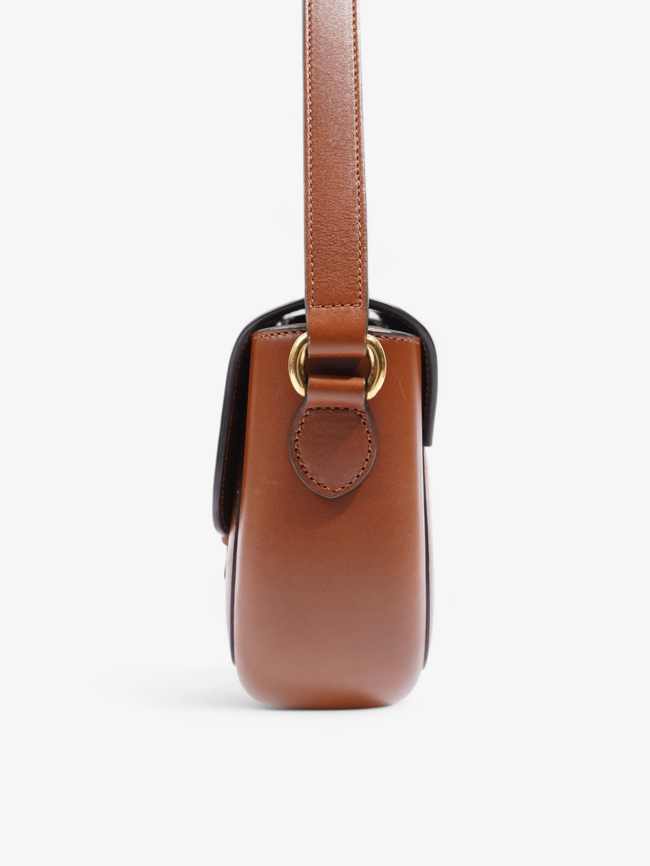 Gucci Buckle Shoulder Bag Brown Leather