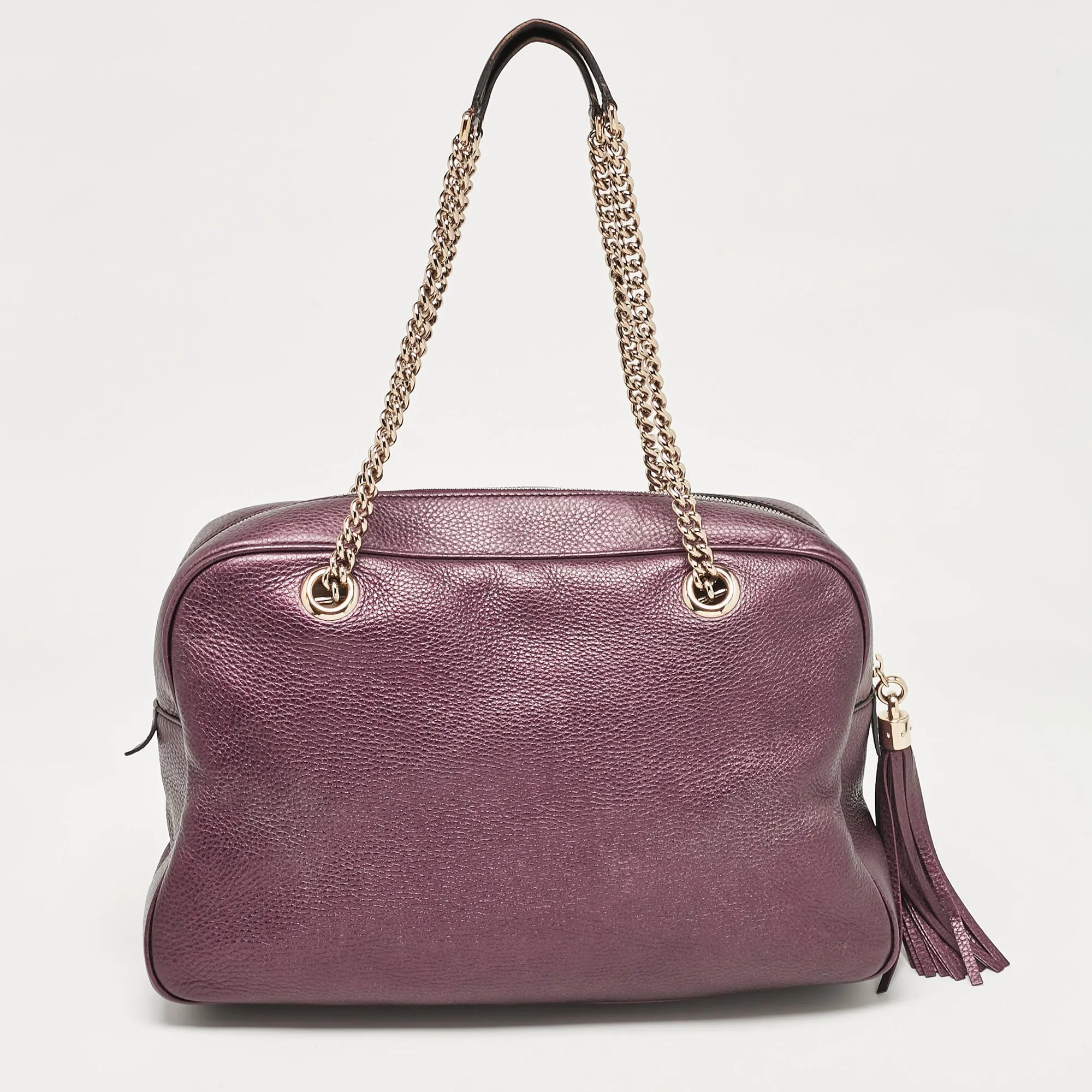 Gucci Burgundy Leather Large Soho Chain Shoulder Bag