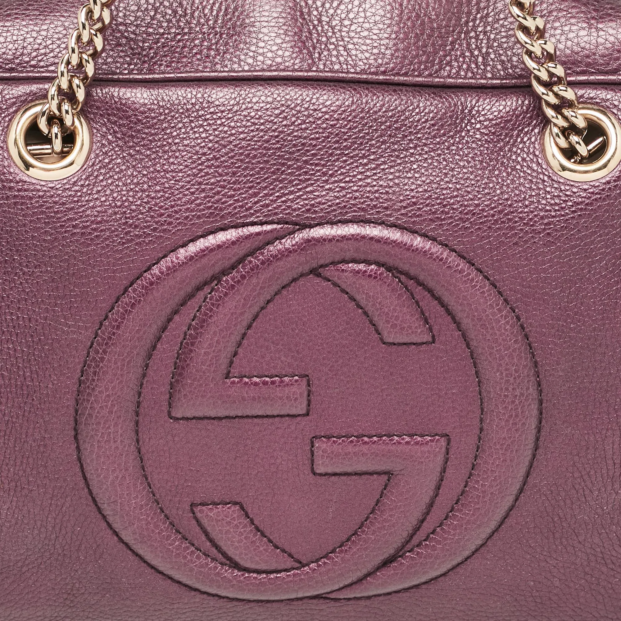 Gucci Burgundy Leather Large Soho Chain Shoulder Bag