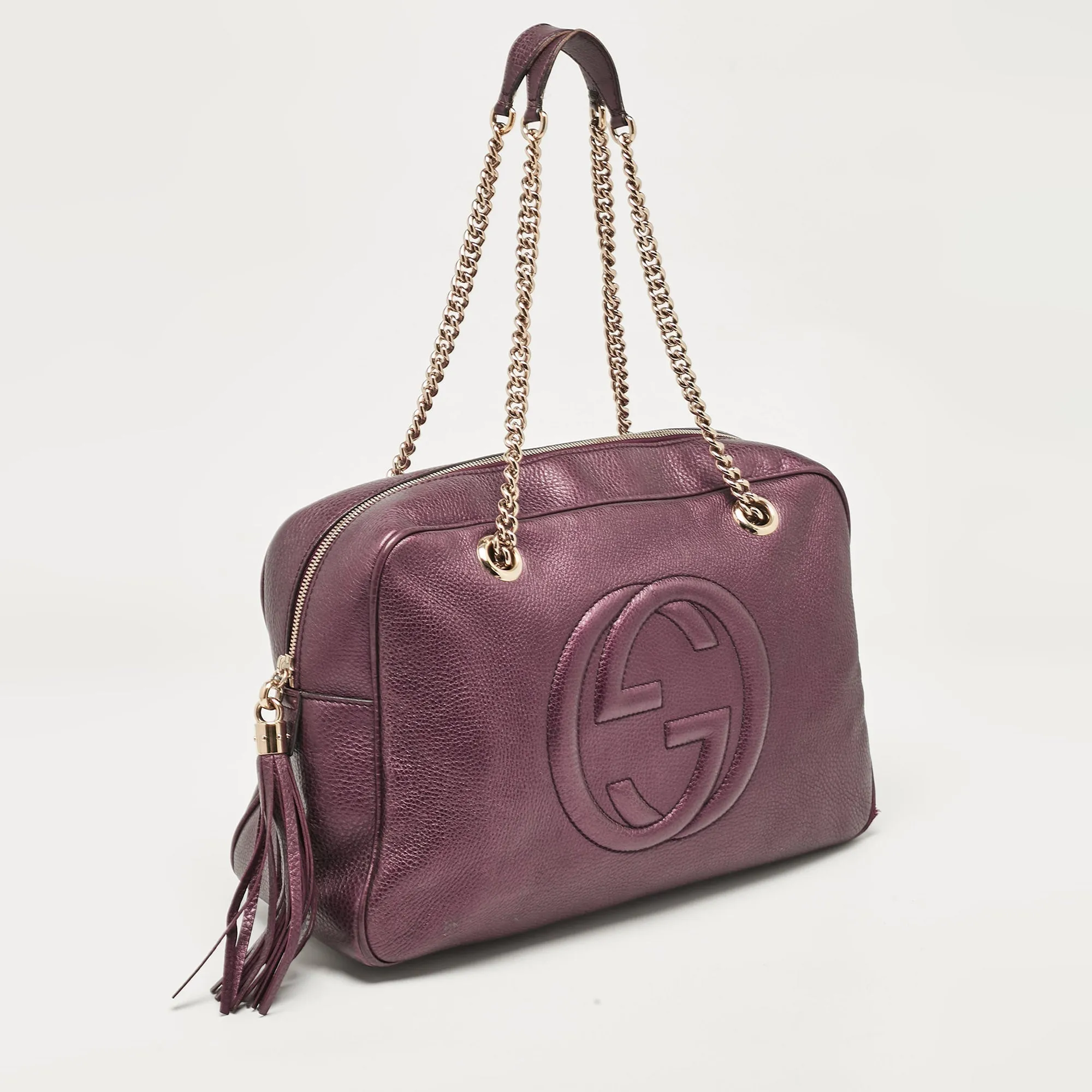 Gucci Burgundy Leather Large Soho Chain Shoulder Bag
