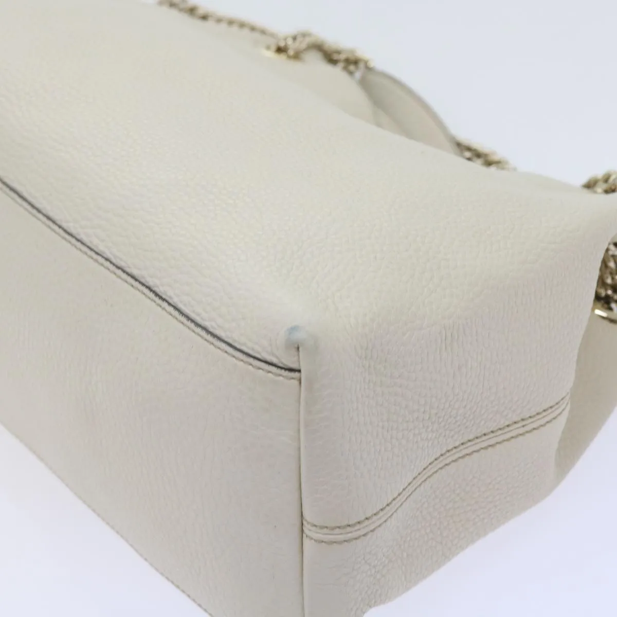 GUCCI Chain Soho Shoulder Bag Leather White 308982  9223