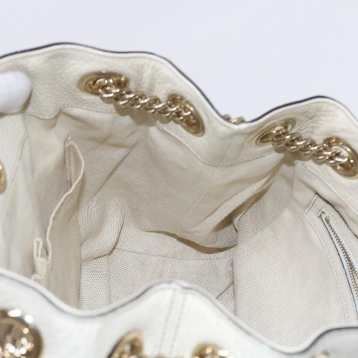 GUCCI Chain Soho Shoulder Bag Leather White 308982  9223