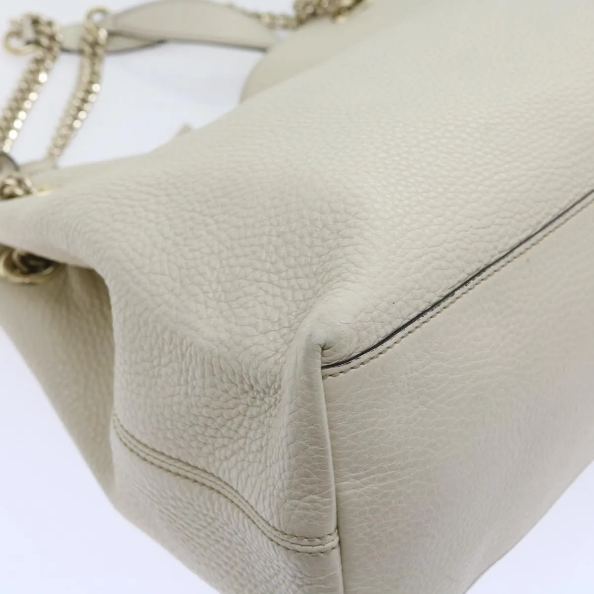 GUCCI Chain Soho Shoulder Bag Leather White 308982  9223