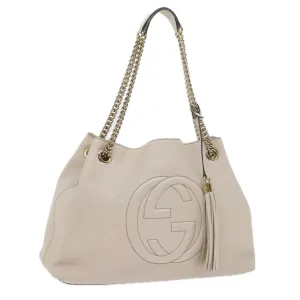 GUCCI Chain Soho Shoulder Bag Leather White 308982  9223