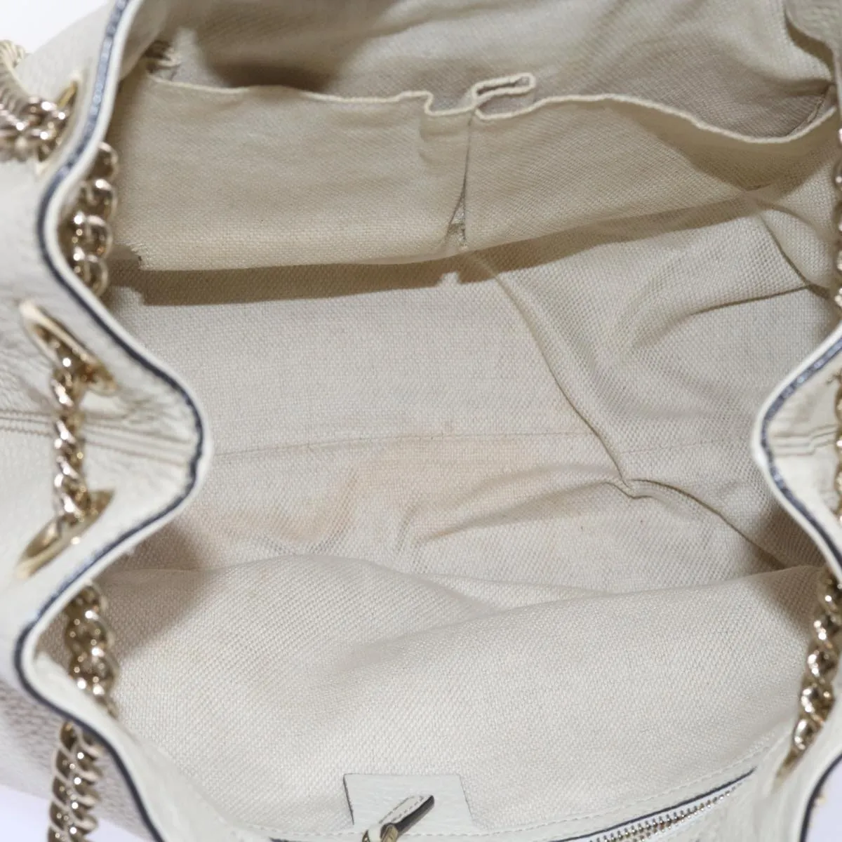 GUCCI Chain Soho Shoulder Bag Leather White 308982  9223