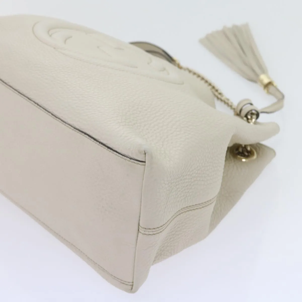 GUCCI Chain Soho Shoulder Bag Leather White 308982  9223