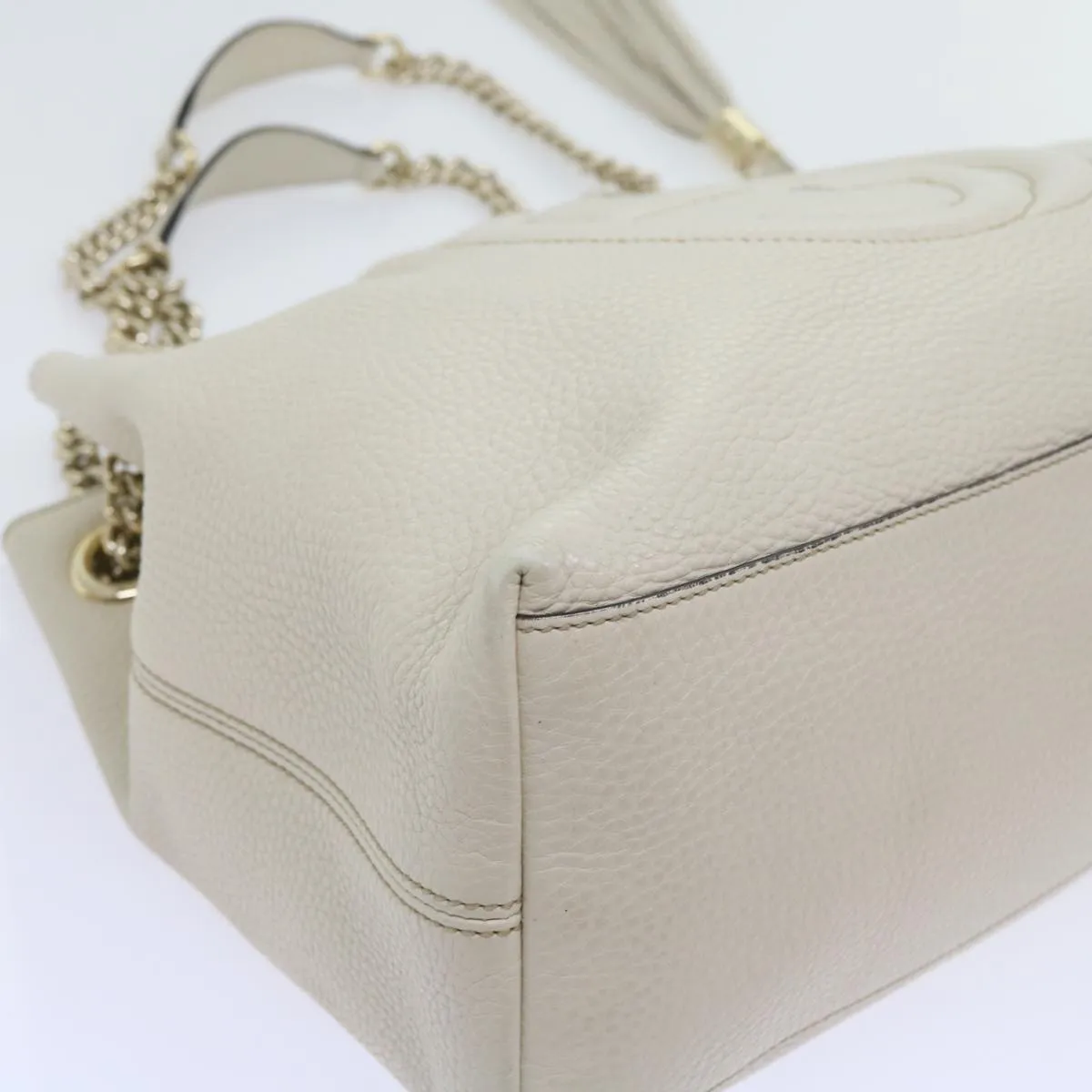 GUCCI Chain Soho Shoulder Bag Leather White 308982  9223