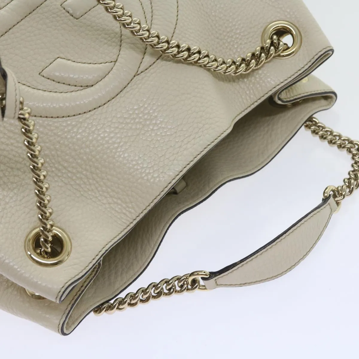 GUCCI Chain Soho Shoulder Bag Leather White 308982  9223