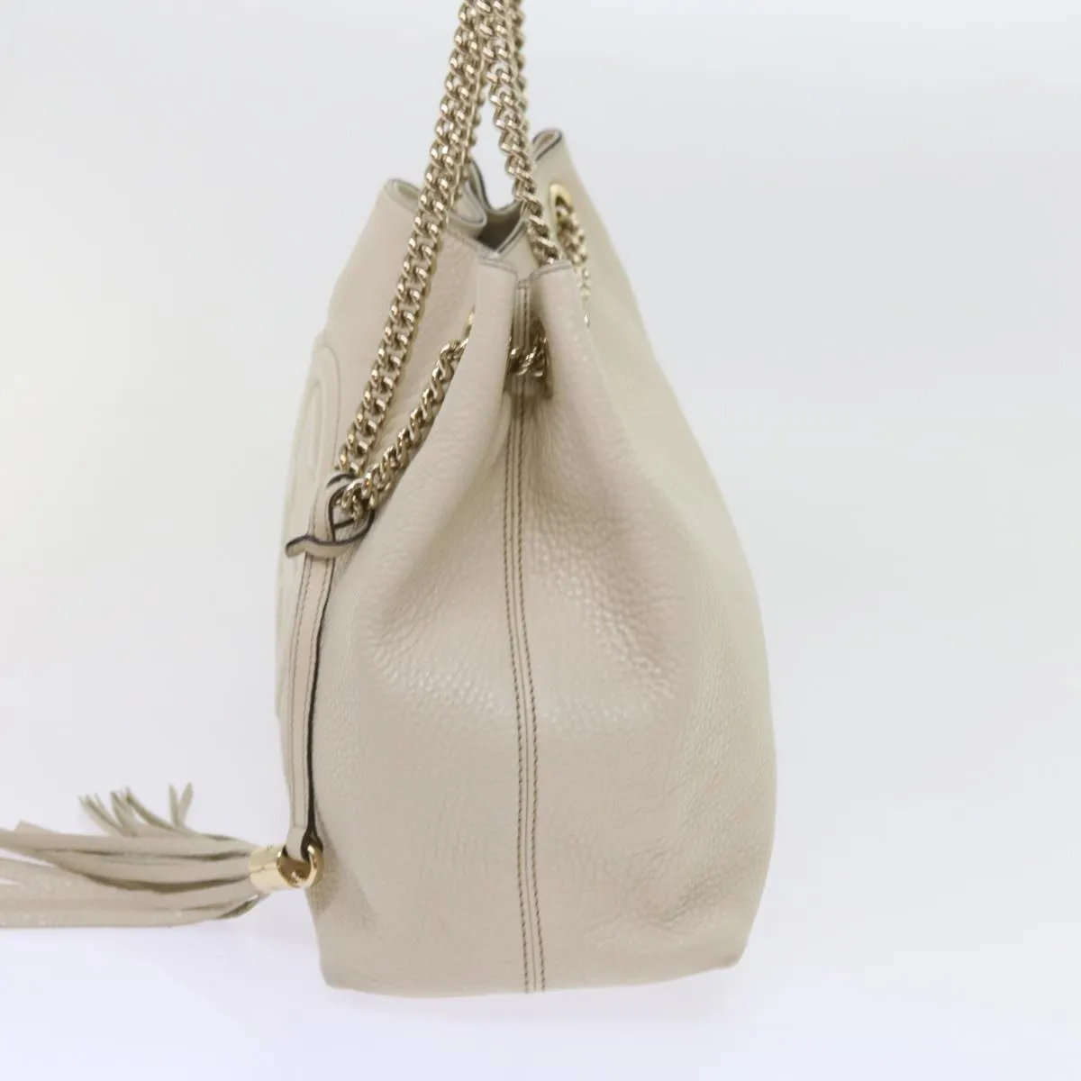 GUCCI Chain Soho Shoulder Bag Leather White 308982  9223