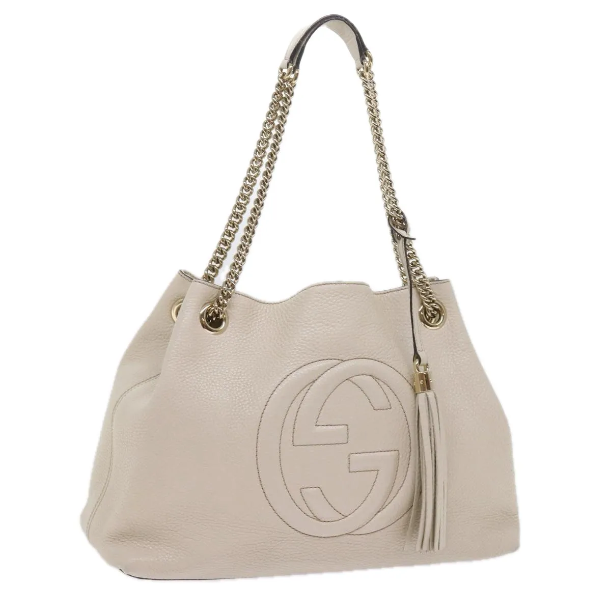 GUCCI Chain Soho Shoulder Bag Leather White 308982  9223