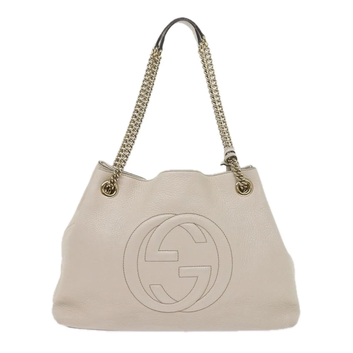 GUCCI Chain Soho Shoulder Bag Leather White 308982  9223