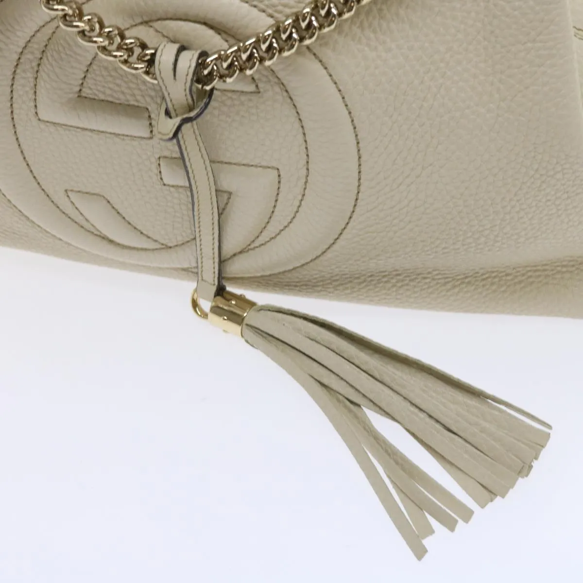 GUCCI Chain Soho Shoulder Bag Leather White 308982  9223
