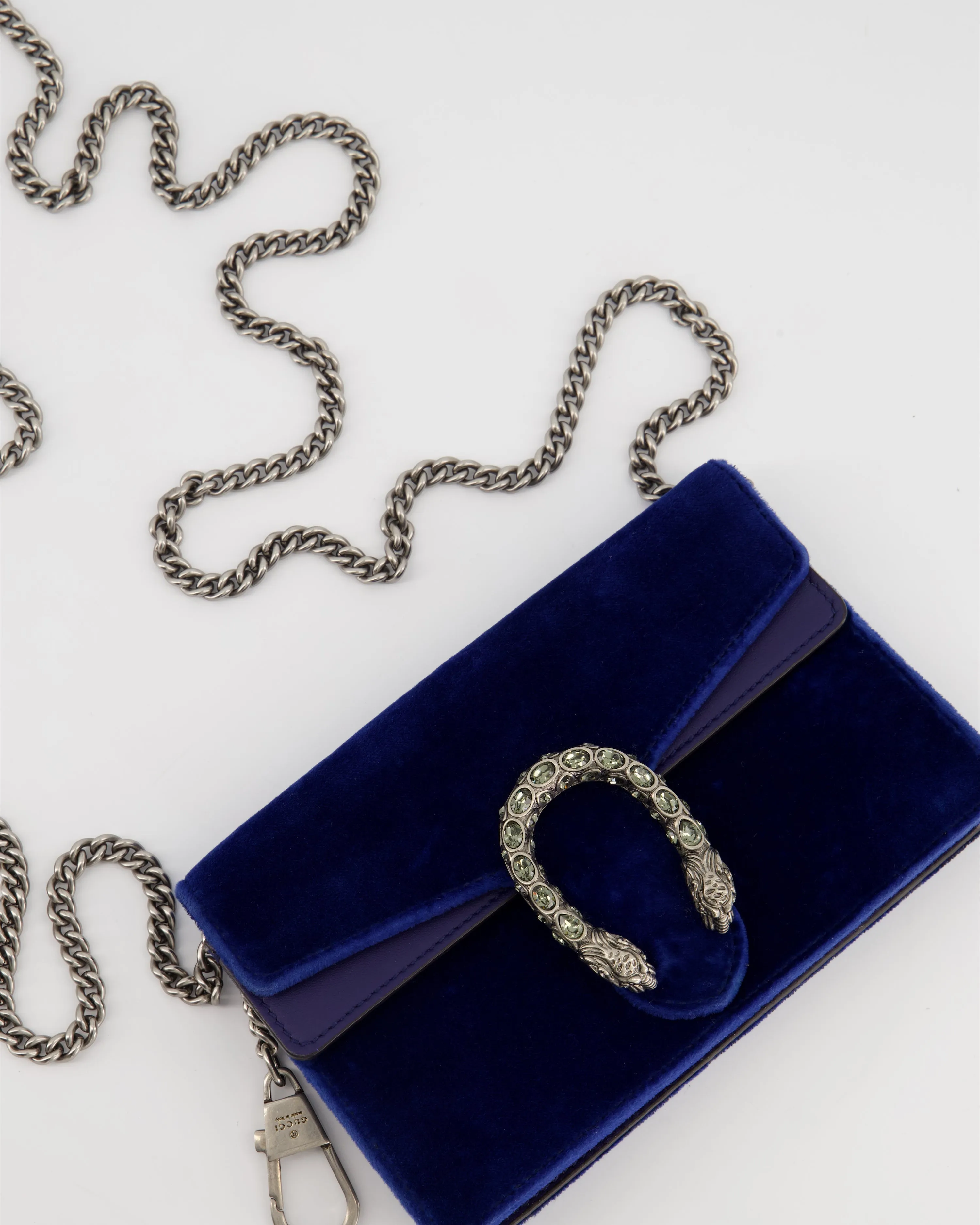 Gucci Electric Dionysus Mini Shoulder Clutch Bag In Velvet With Silver Hardware