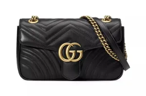 Gucci Elegant Chevron Quilted Leather Shoulder Women's Bag