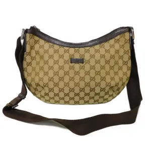 Gucci Gg Canvas  Gg Canvas Leather Messenger Bag Shoulder Bag (Pre-Owned)