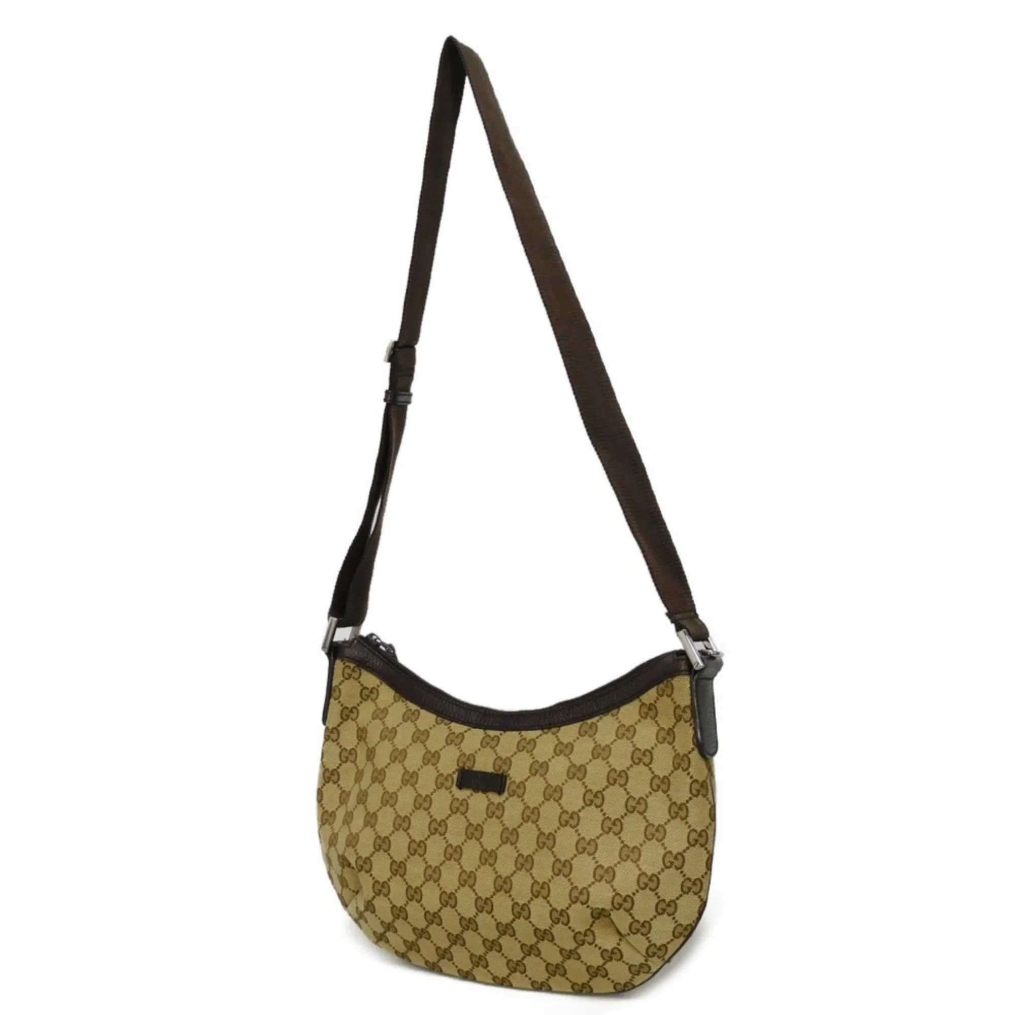 Gucci Gg Canvas  Gg Canvas Leather Messenger Bag Shoulder Bag (Pre-Owned)