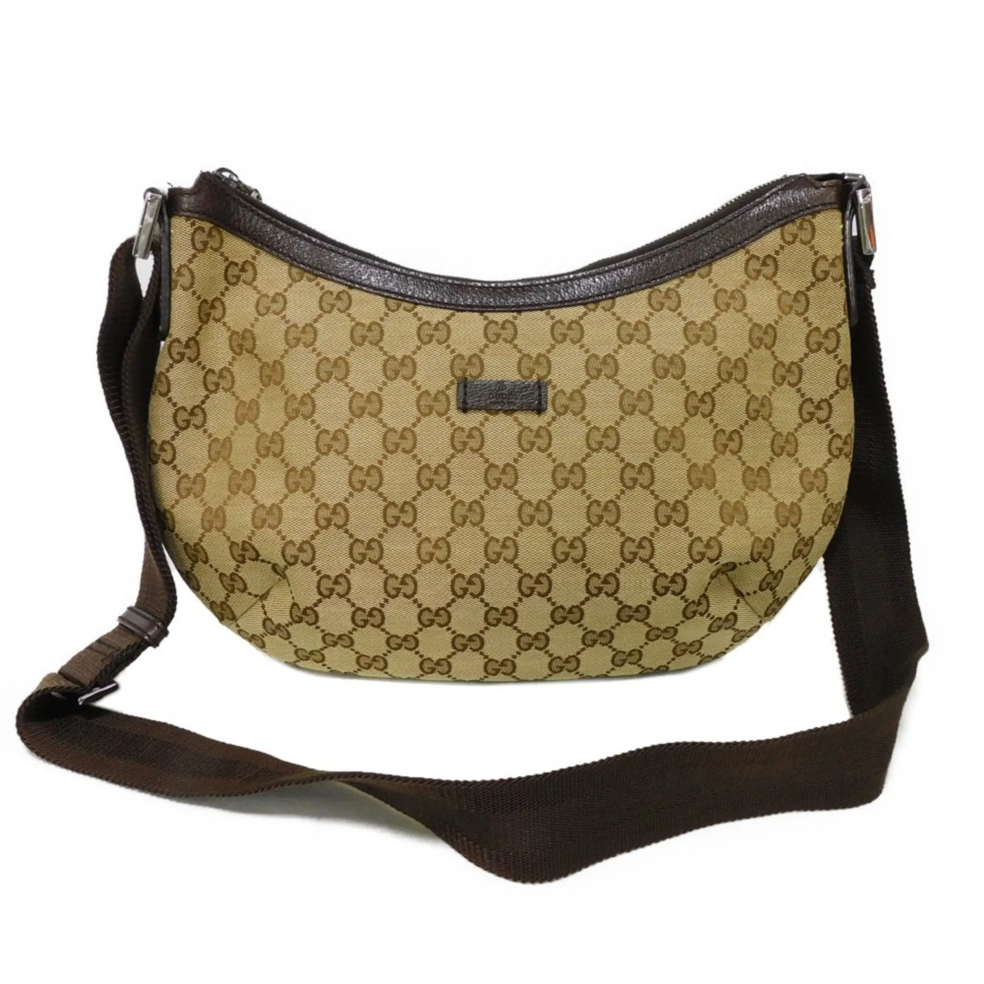 Gucci Gg Canvas  Gg Canvas Leather Messenger Bag Shoulder Bag (Pre-Owned)
