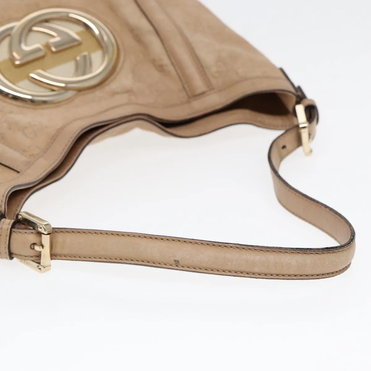 GUCCI GG Canvas Guccissima Interlocking Shoulder Bag Beige 162740  ep5234