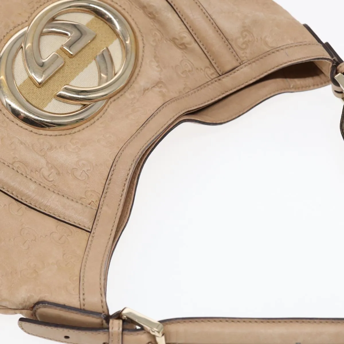 GUCCI GG Canvas Guccissima Interlocking Shoulder Bag Beige 162740  ep5234