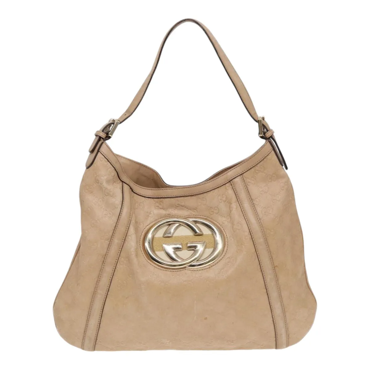 GUCCI GG Canvas Guccissima Interlocking Shoulder Bag Beige 162740  ep5234