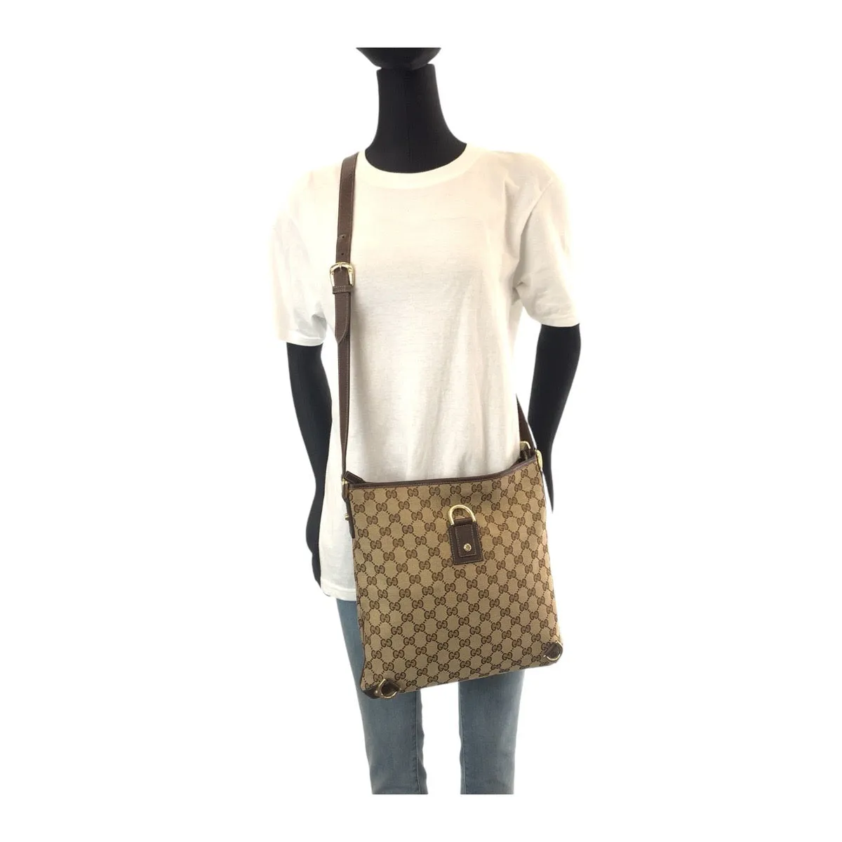 Gucci GG Canvas Leather Abby Shoulder Bag