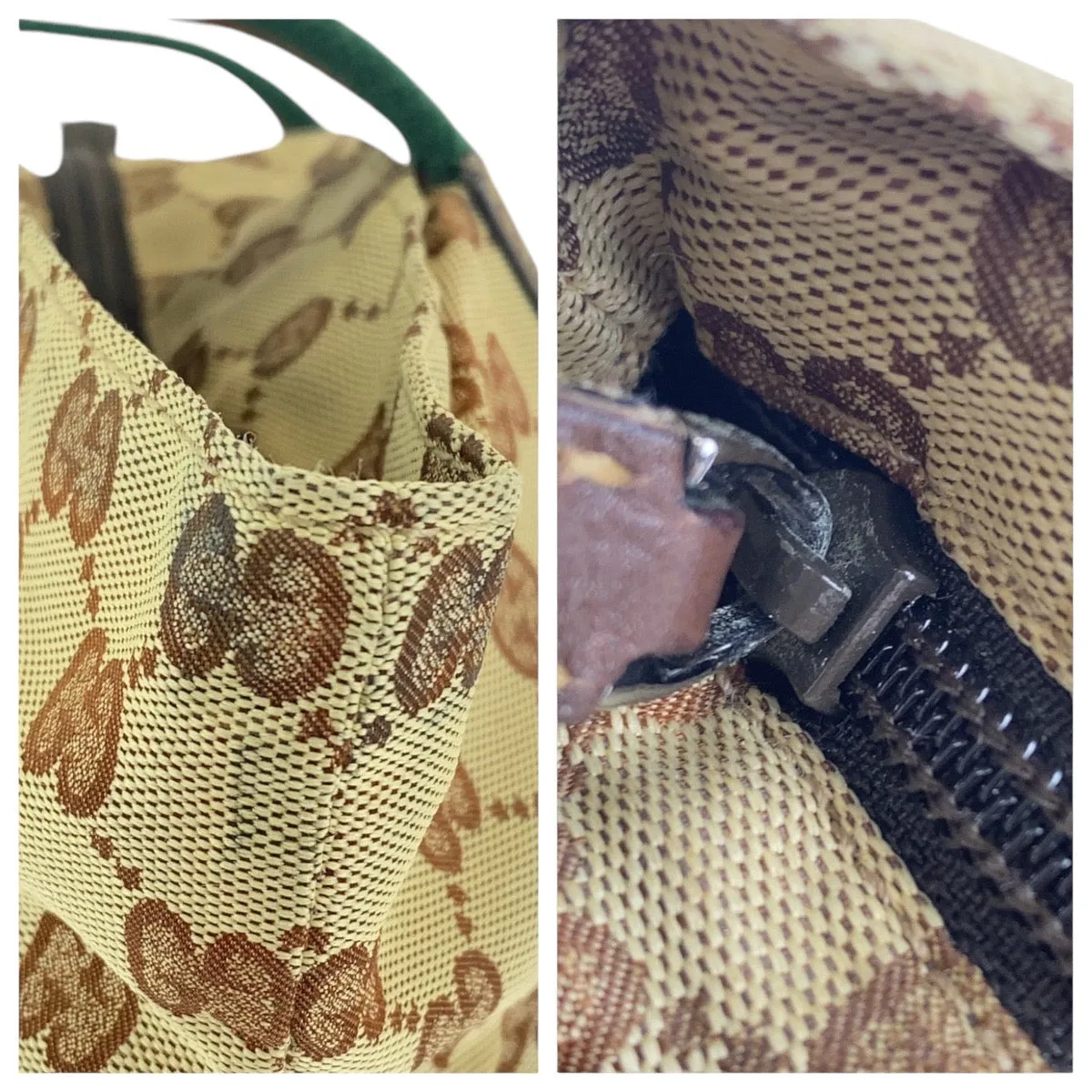 Gucci GG Canvas Leather Tote Shoulder Bag