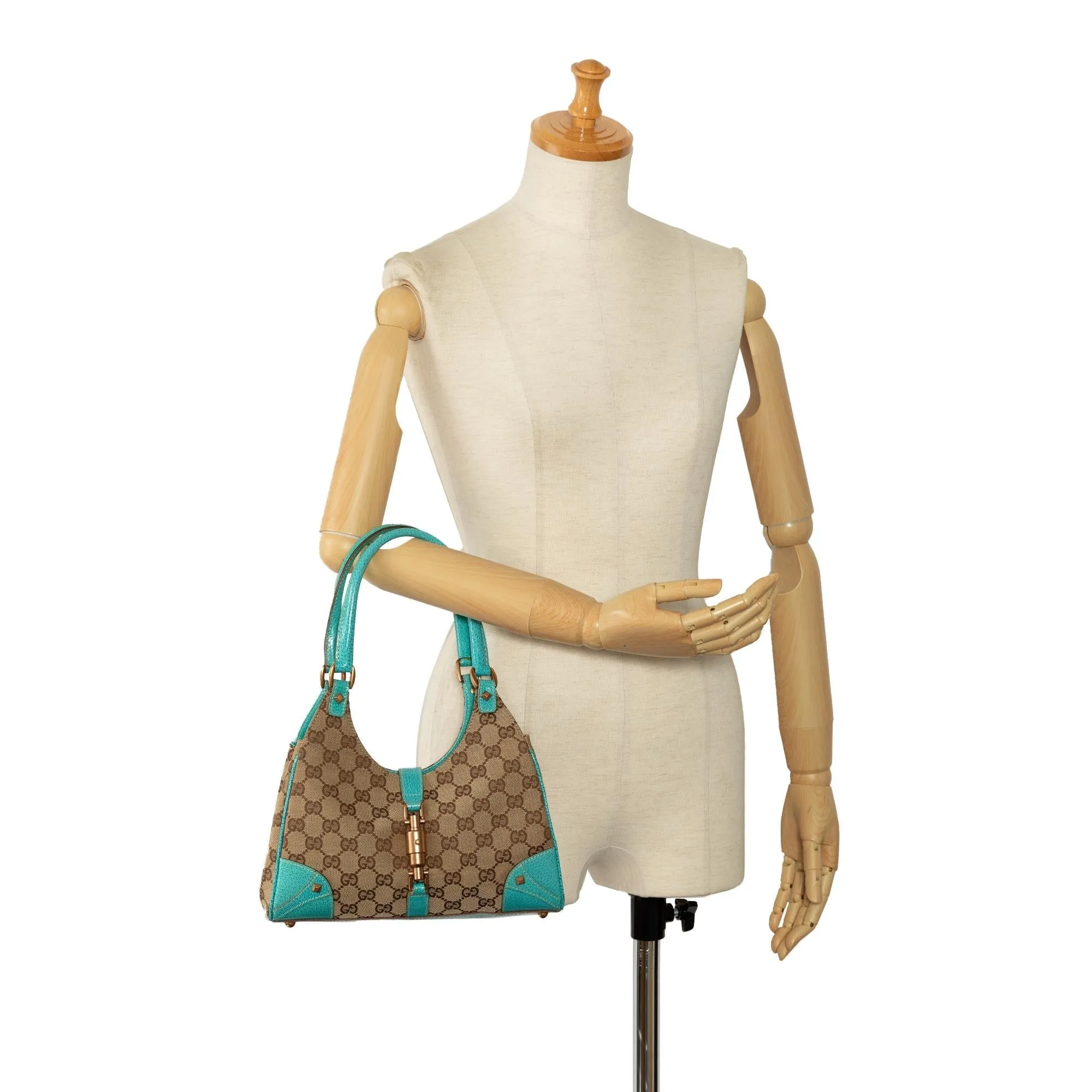 Gucci GG Canvas Nailhead Jackie Bardot Shoulder Bag (SHG-eDYueX)