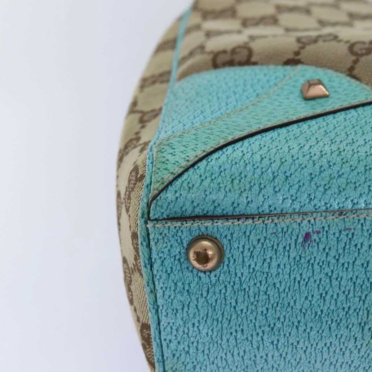 GUCCI GG Canvas New Jackie Shoulder Bag Turquoise Blue 124407  76451
