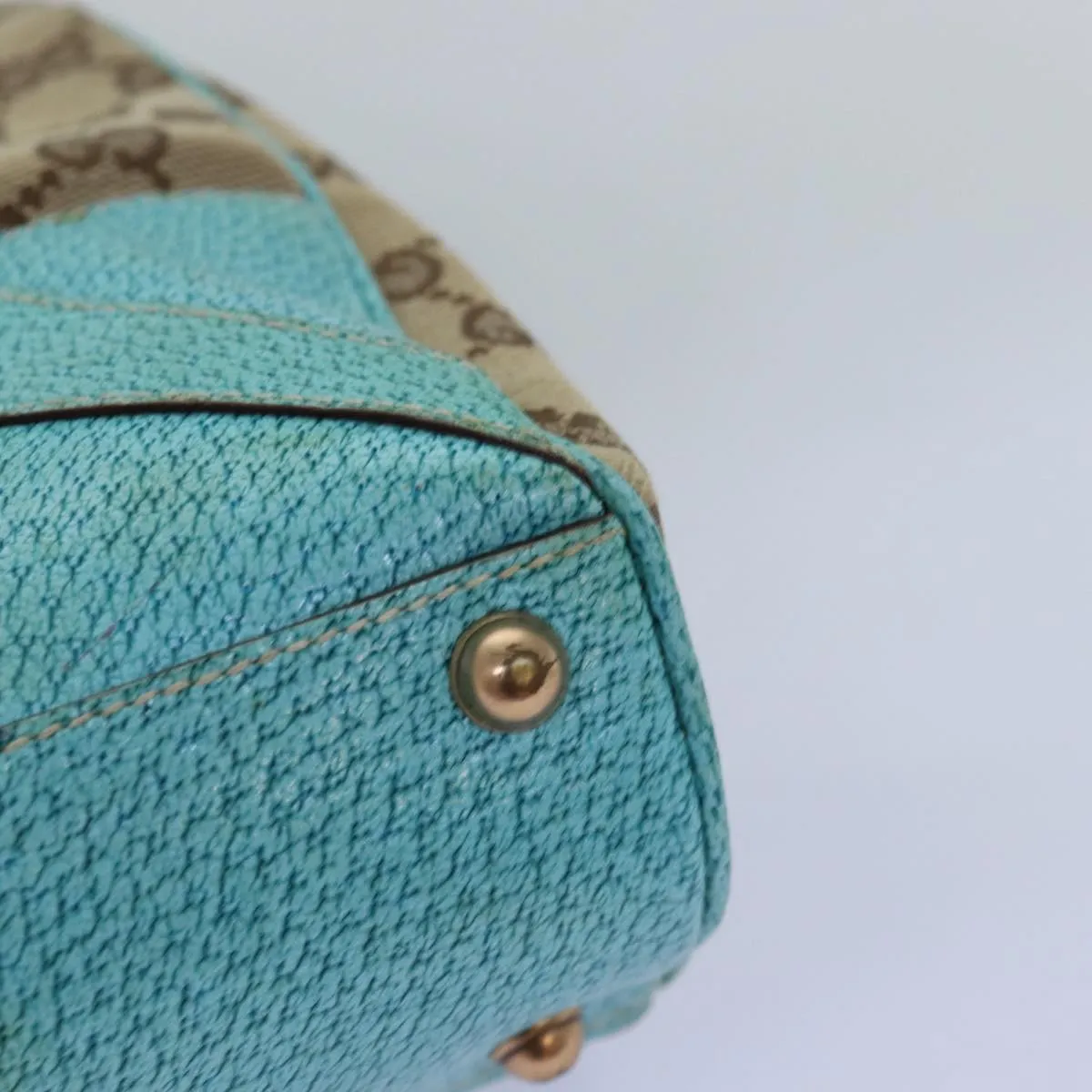 GUCCI GG Canvas New Jackie Shoulder Bag Turquoise Blue 124407  76451