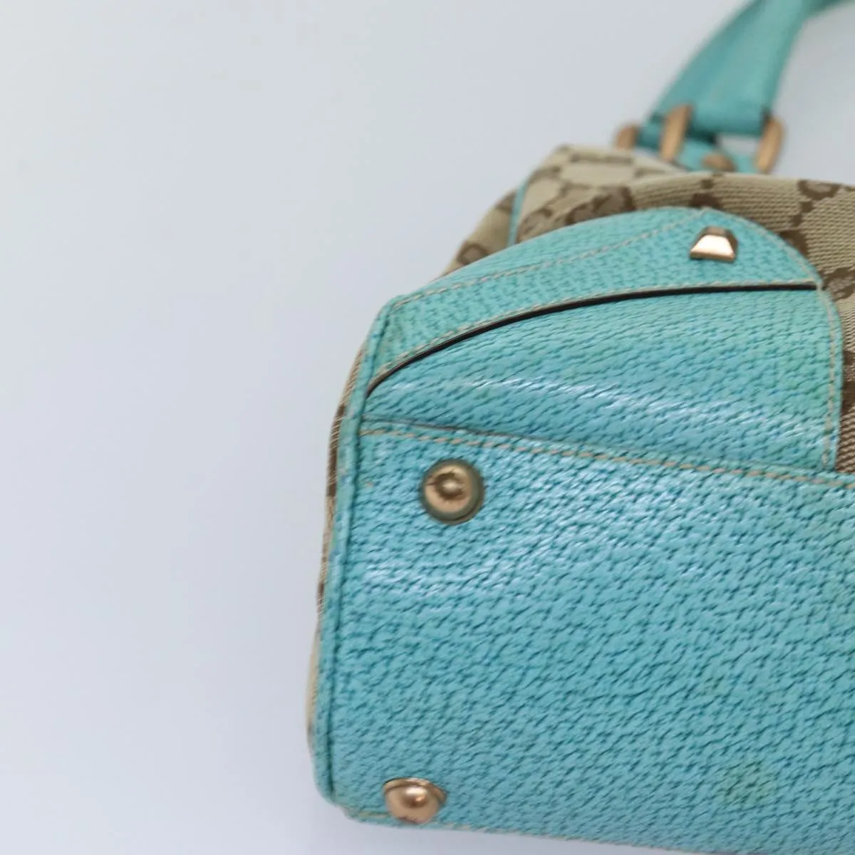 GUCCI GG Canvas New Jackie Shoulder Bag Turquoise Blue 124407  76451