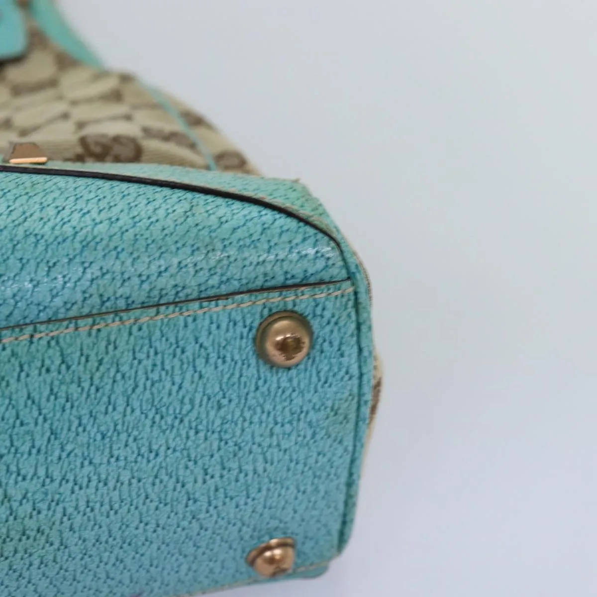 GUCCI GG Canvas New Jackie Shoulder Bag Turquoise Blue 124407  76451