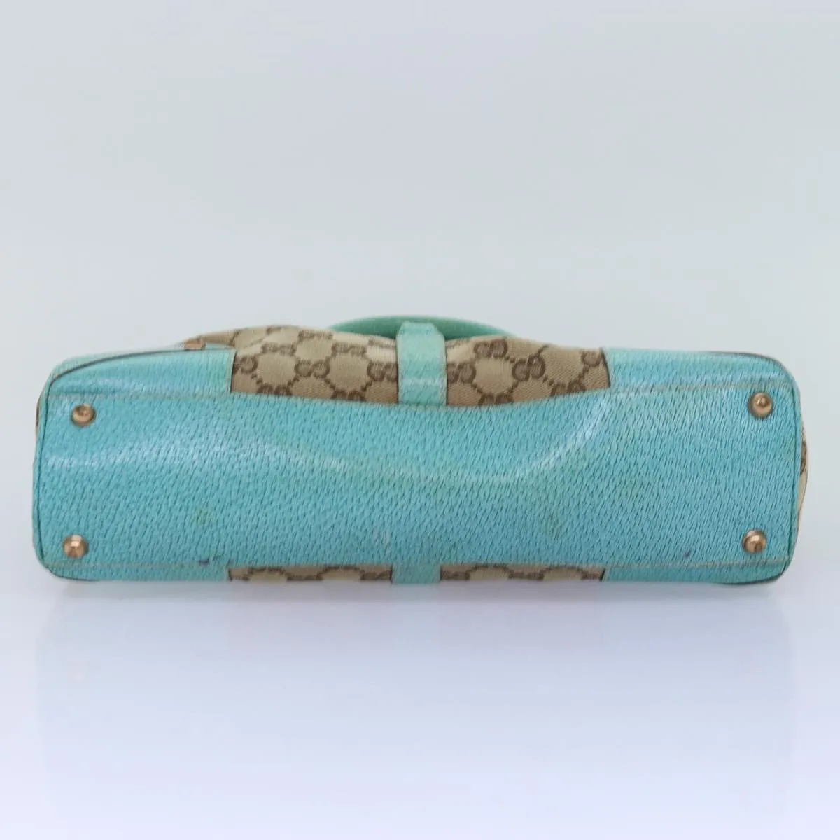 GUCCI GG Canvas New Jackie Shoulder Bag Turquoise Blue 124407  76451