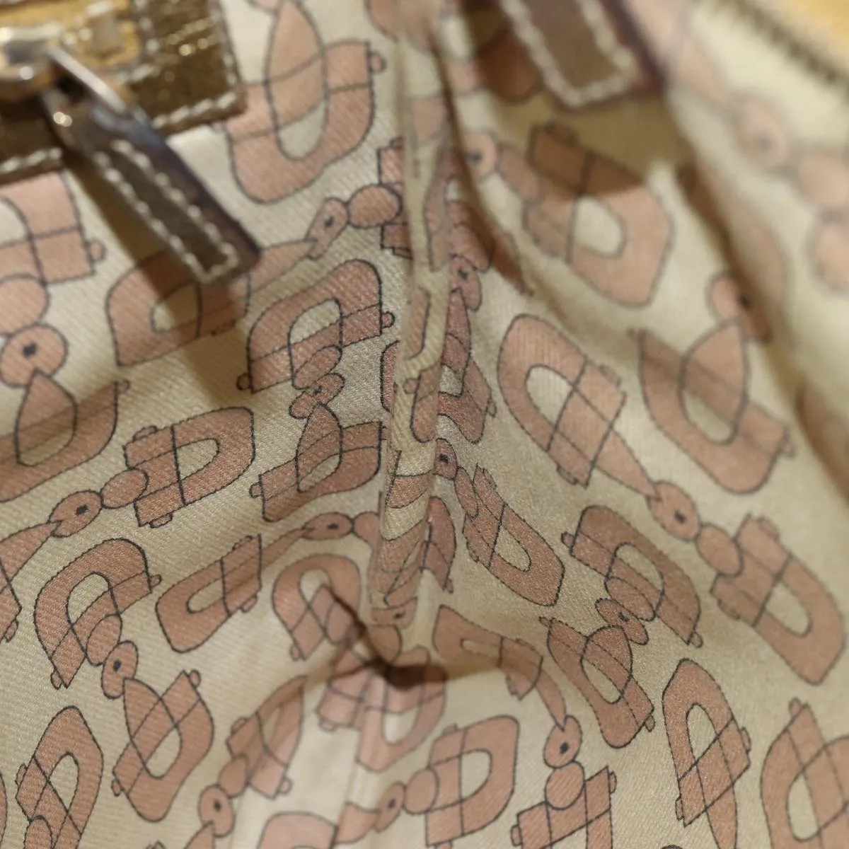 GUCCI GG Canvas Sherry Line Shoulder Bag Beige Gold pink 144388  85719