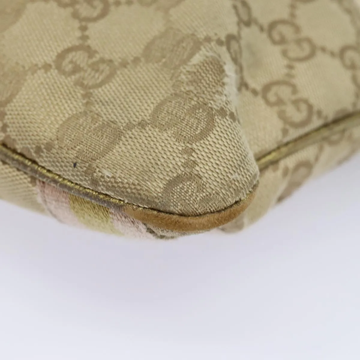 GUCCI GG Canvas Sherry Line Shoulder Bag Beige Gold pink 144388  85719