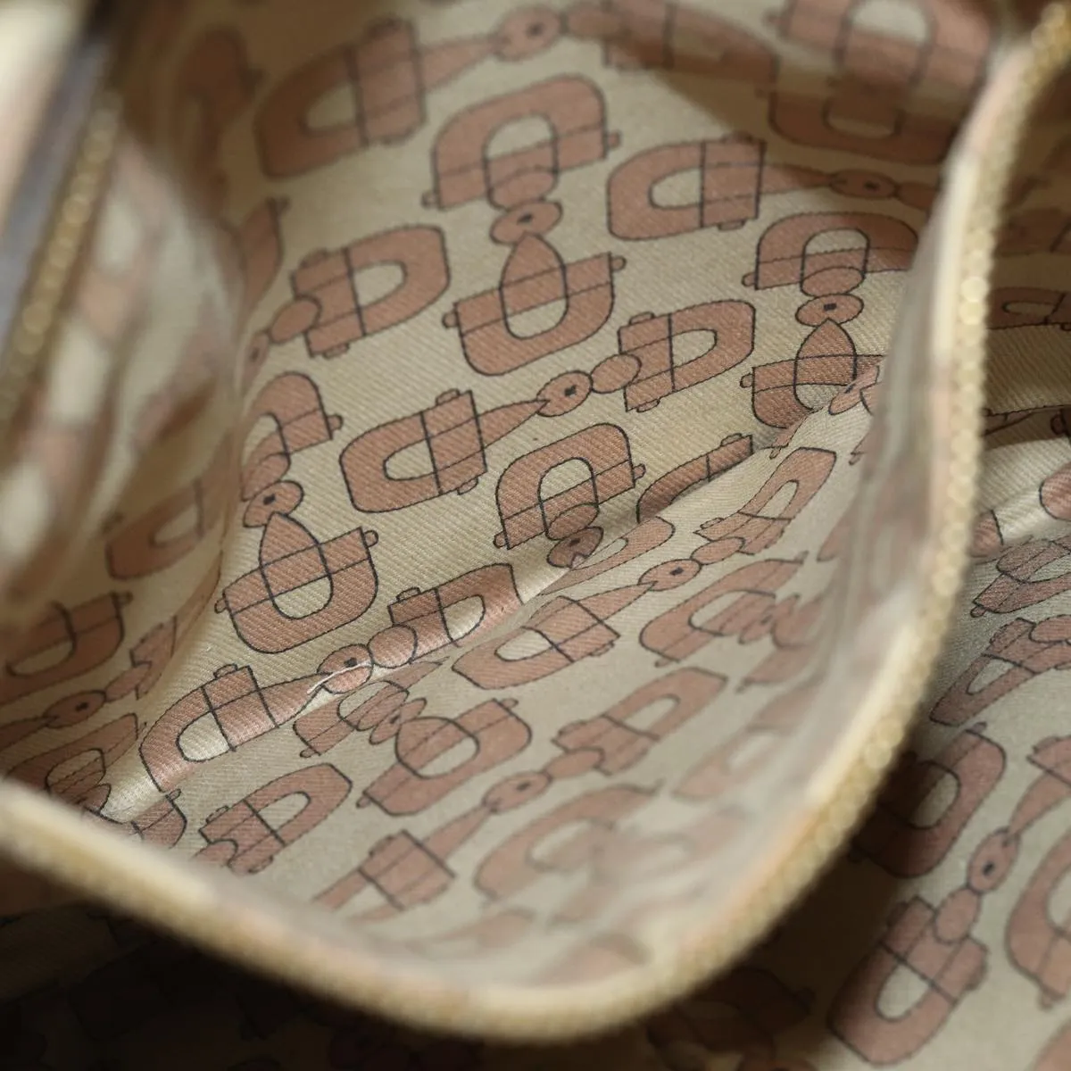 GUCCI GG Canvas Sherry Line Shoulder Bag Beige Gold pink 144388  85719