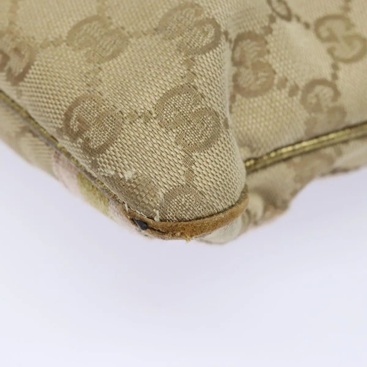 GUCCI GG Canvas Sherry Line Shoulder Bag Beige Gold pink 144388  85719