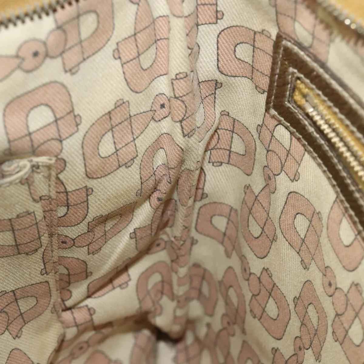GUCCI GG Canvas Sherry Line Shoulder Bag Beige Gold pink 144388  85719