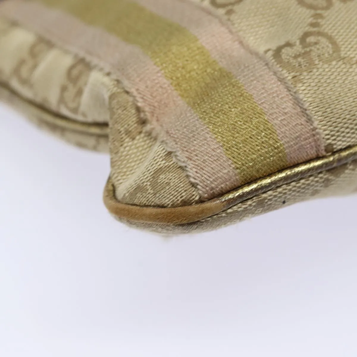 GUCCI GG Canvas Sherry Line Shoulder Bag Beige Gold pink 144388  85719