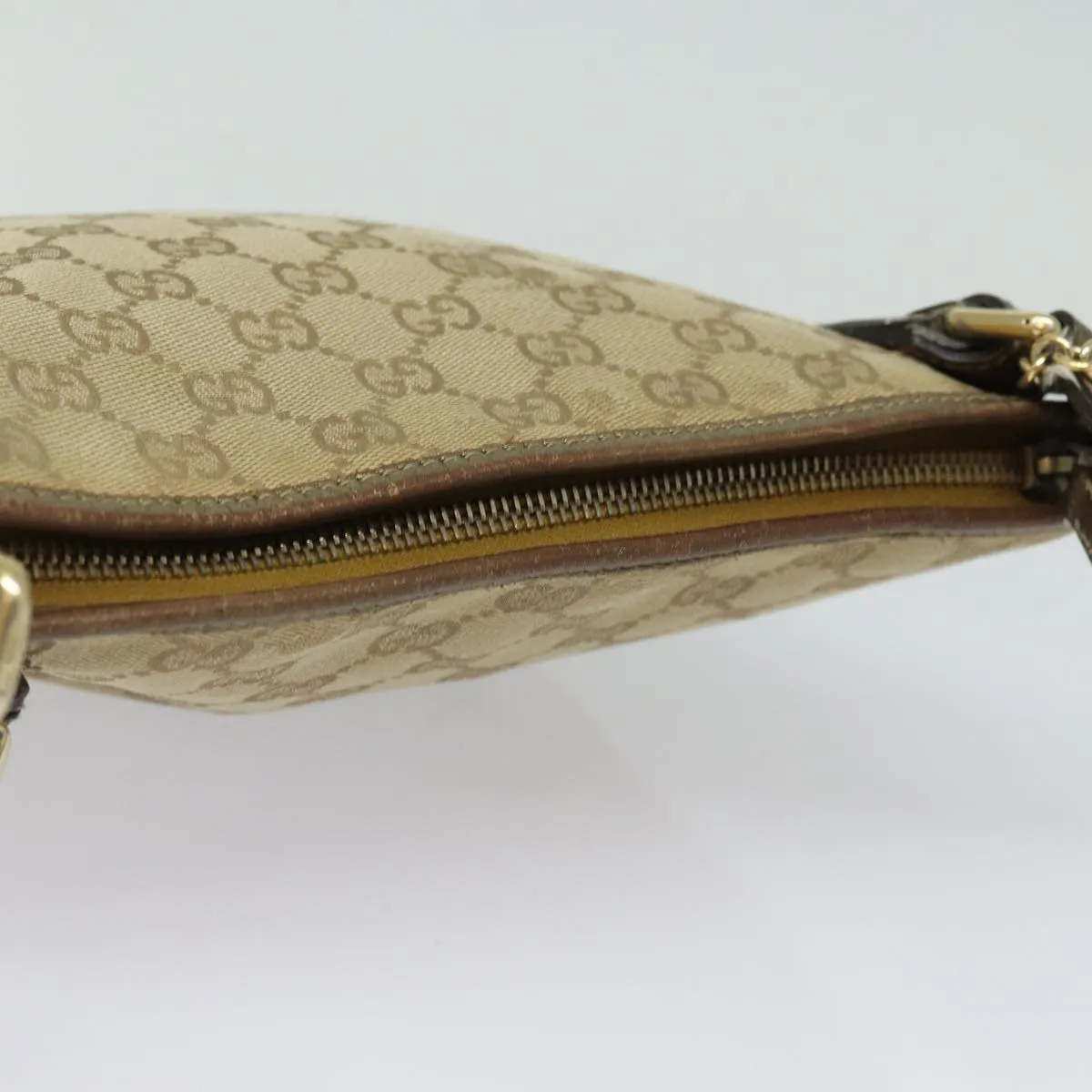 GUCCI GG Canvas Sherry Line Shoulder Bag Beige Gold pink 144388  85719