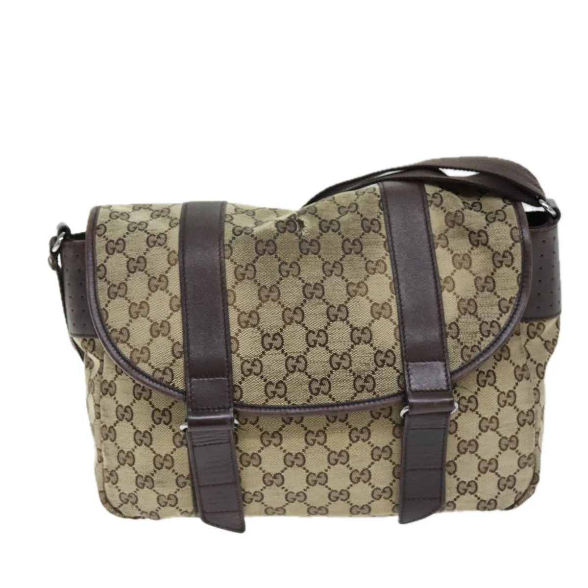 GUCCI GG Canvas Shoulder Bag Beige 1673