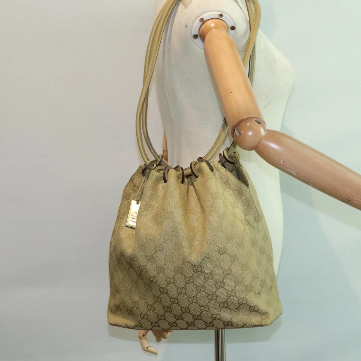 GUCCI GG Canvas Shoulder Bag Beige 90644  87426
